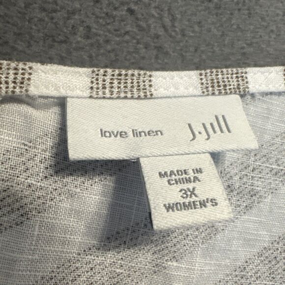 J. Jill Love Linen Maxi Dress 100% Linen Plus Size 3X White Striped Coastal - Picture 3 of 9